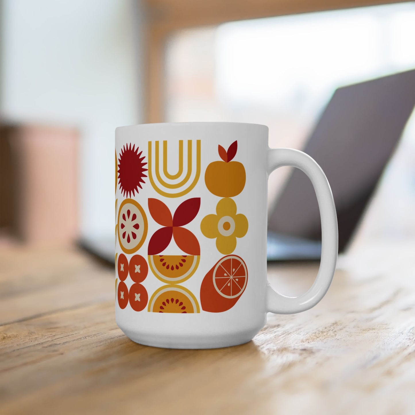 Orange Geometric Ceramic Mug