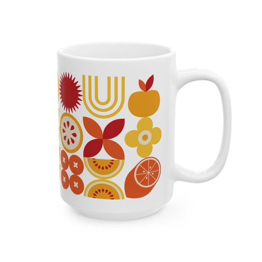 Orange Geometric Ceramic Mug