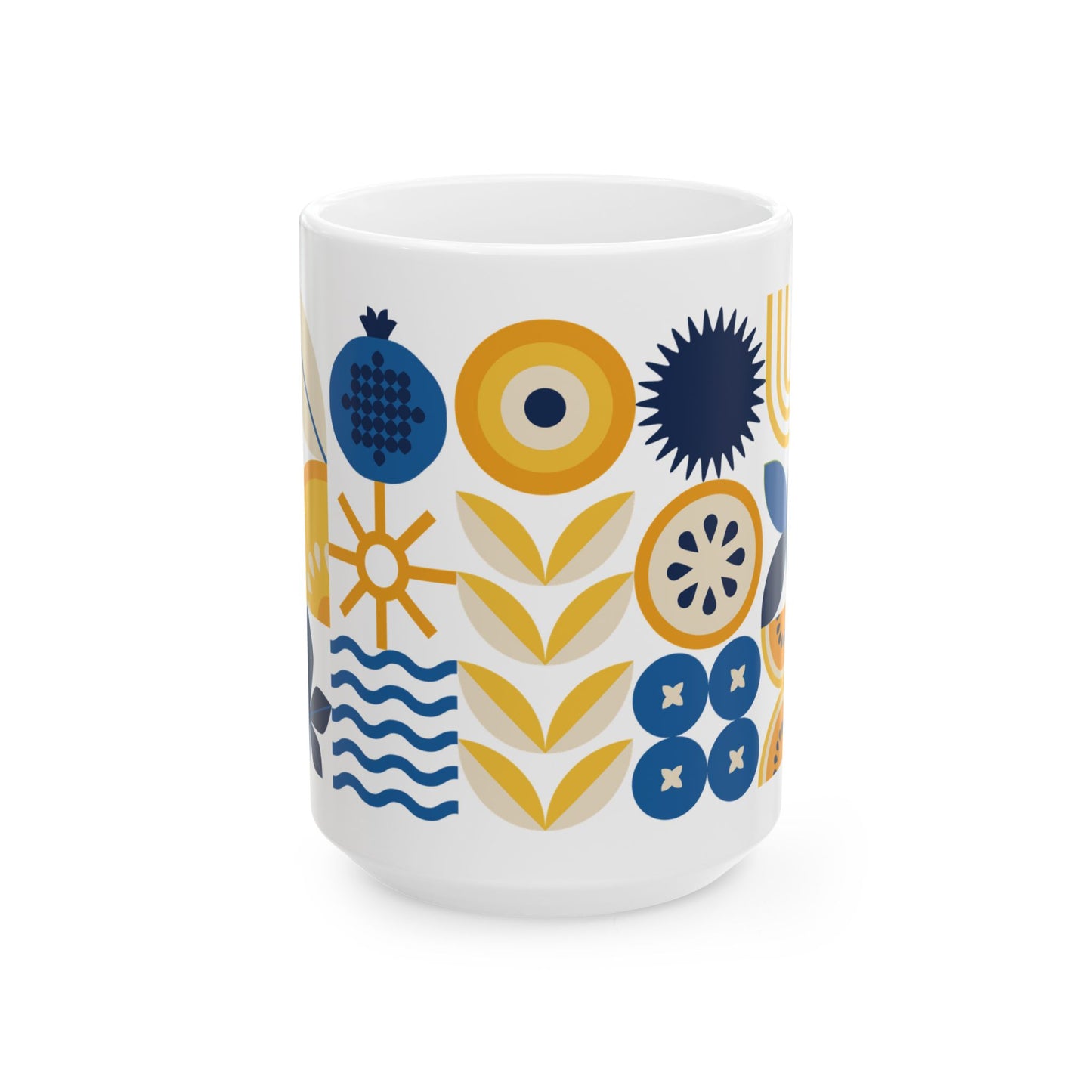 Blue Geometric Ceramic Mug