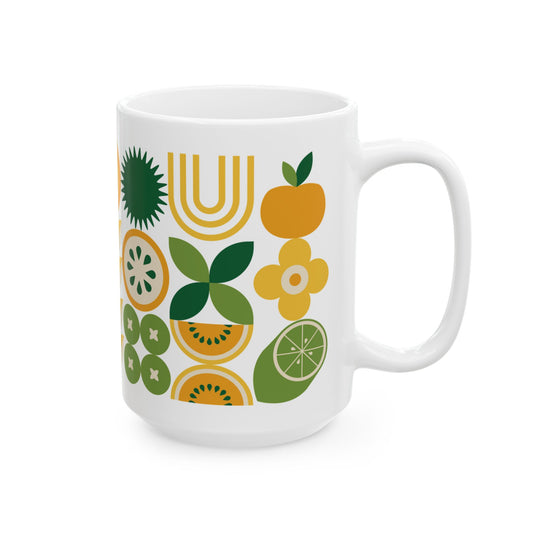 Green Geometric Ceramic Mug