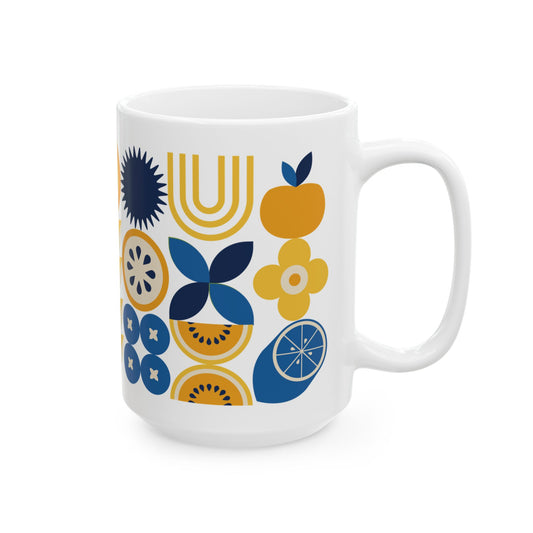 Blue Geometric Ceramic Mug