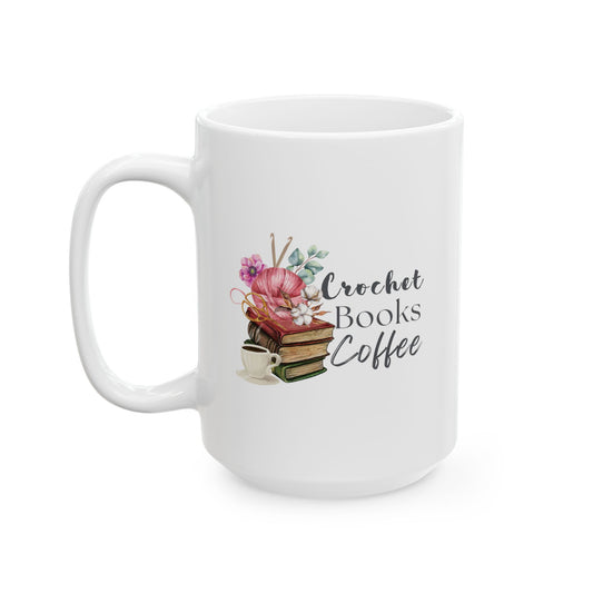 Crochet Books & Coffee Mug